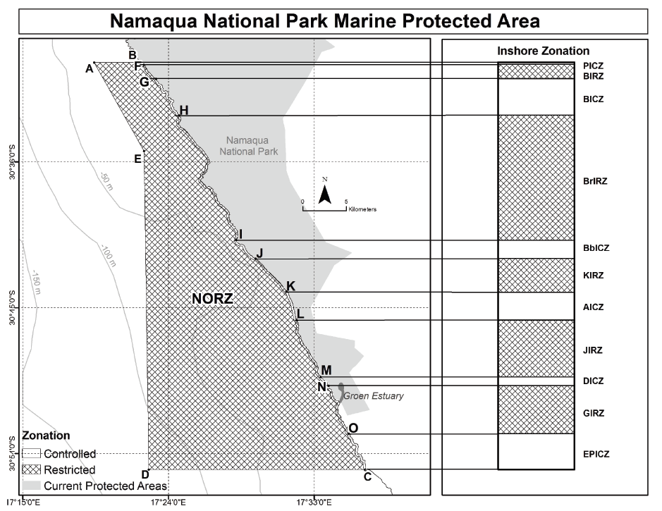 Figure1 The zonation for the Namaqua National Park Marine Protected Area