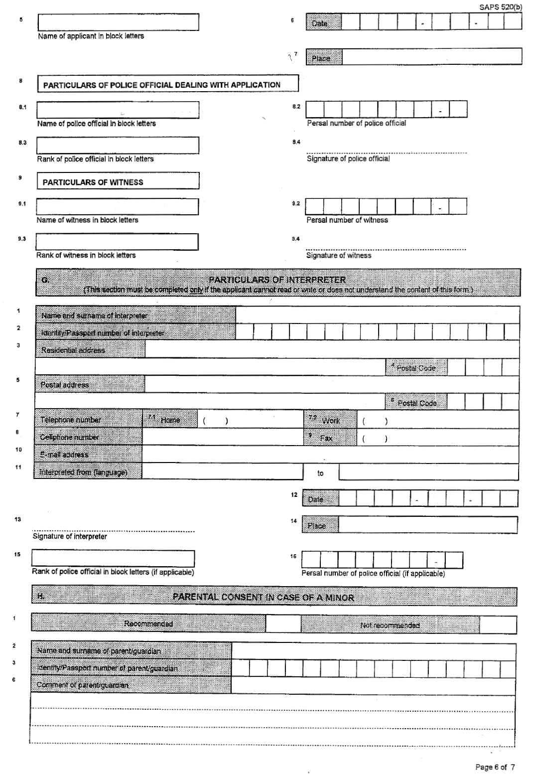 Saps 520 Fillable Form - Printable Forms Free Online